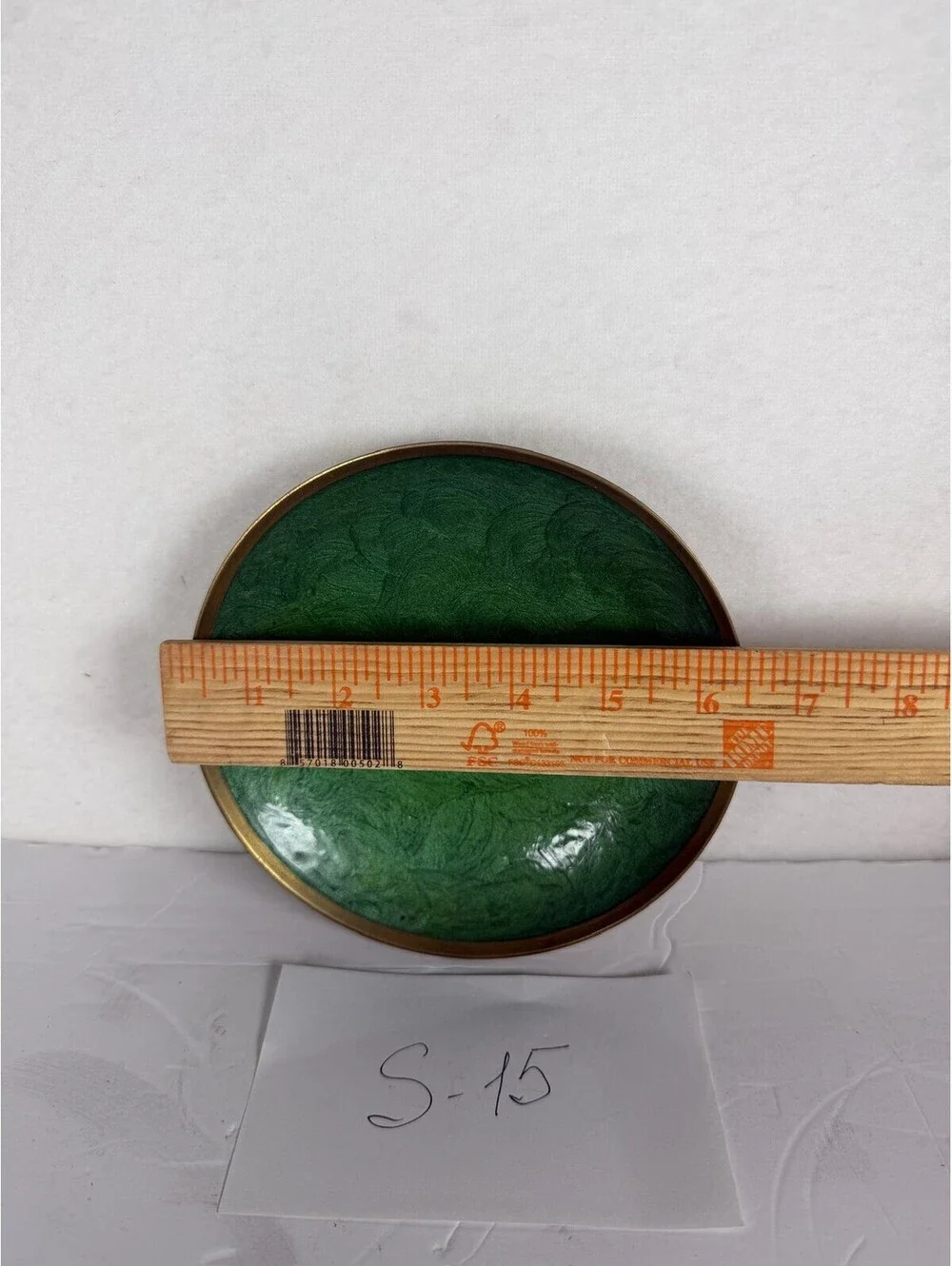 Foundry Collection Solid Brass Green Enamel Decorative Bowl S-15